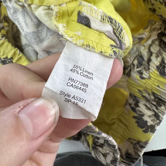 J Crew Shorts Womens Small Yellow Floral Print Linen Cotton Blend Summer Casual - Picture 4 of 7